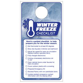 Warning Door Hanger - Winter Freeze Checklist