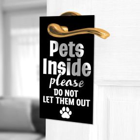 Notice Door Hanger - Pets Inside Black