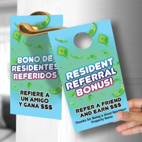 Referral Door Hangers – 2-Sided Resident Referral Bonus English/Spanish