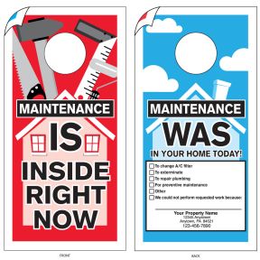 Imprinted Maintenance Door Hanger - House