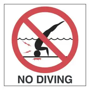 No Diving with Symbol Adhesive Deck Pool Marker