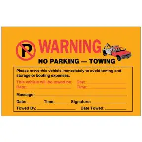 Parking Violation Stickers - Warning No Parking