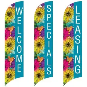 Wave Flags -Watercolor Daisies