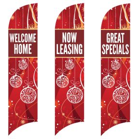 Holiday Wave Flags - Red Ornaments 
