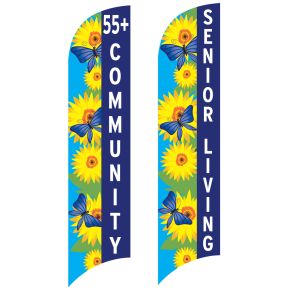 Senior Community Wave Flags - Happy Butterfly