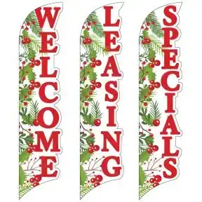 3D Wave Flags - Holiday Holly