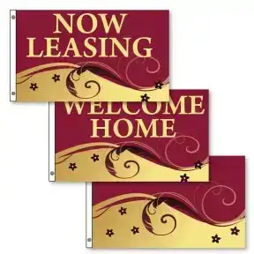 Horizontal Flags - Elegant Swirl - Burgundy