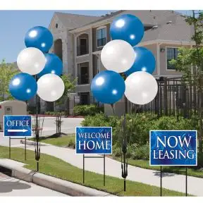 Marketing Kits - Balloon Clusters and Bandit Signs Kit - Blue Flourish 