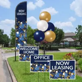 Marketing Kits - Wave Flag and Bandit Signs Kit - Metallic Confetti 