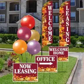 Marketing Kits - Two Wave Flags and Bandit Signs Kit - Autumn Harvest