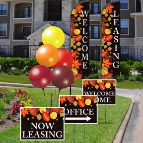 Marketing Kits - Two Wave Flags and Bandit Signs Kit - Electric Autumn