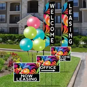 Marketing Kits - Two Wave Flags and Bandit Signs Kit - Neon Splash