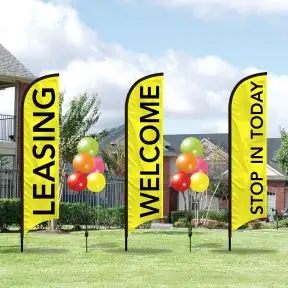 Neon Triple Wave Flag and Two Balloons Curb Appeal Kits