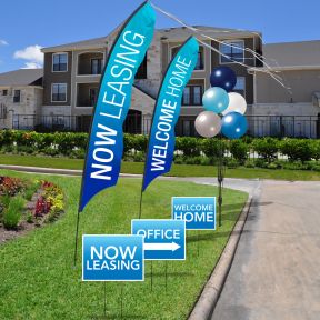 Marketing Kit - Two Windfeather Flags and Balloon Kit - Royal Ocean Gradient 