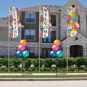 Vertical Triple Flag and Balloon Curb Appeal Kit 