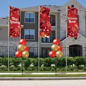 Marketing Kits - Three Vertical Flags and Balloons Winter Kits 