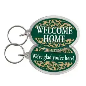 Acrylic Key Tag - Green and Tan Ivy