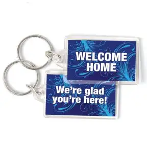 Acrylic Key Tag - Blue Flourish