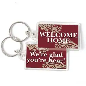 Acrylic Key Tag - Burgundy Scroll