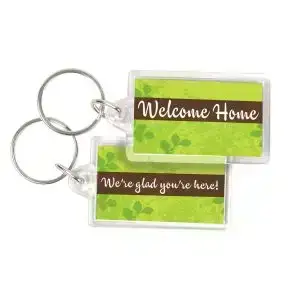 Acrylic Key Tag - Green Floral Embellishments