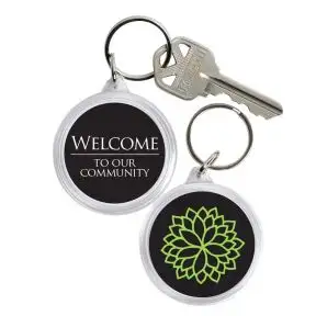 Acrylic Key Tag - Green Flower