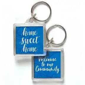 Acrylic Key Tag - Home Sweet Home - Blue