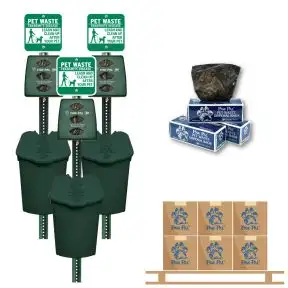 Top Dog 3 Plastic Pet Waste Station and Bags Bundle
