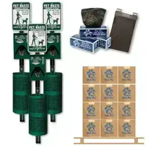 Best in Show 3 Metal Pet Waste Station and Bags Bundle