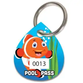 Pool Pass Key Tag Kit - Orange Fish - Water Drop