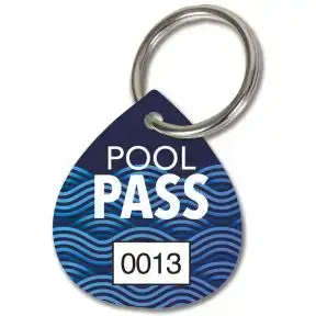 Pool Pass Key Tag Kit - Navy Waves - Water Drop 