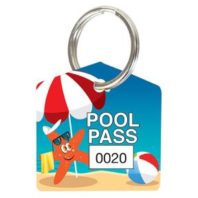 Pool Pass Key Tag Kit - Sunbathing Starfish - House Shape