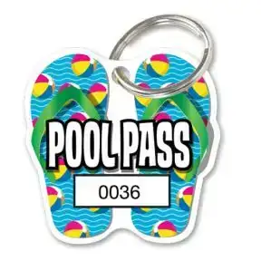 Pool Pass Key Tag Kit - Beach Ball Flip Flops - Die Cut