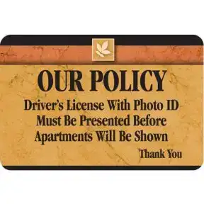 Interior Sign-Drivers License Required Plastic Sign-Sedona