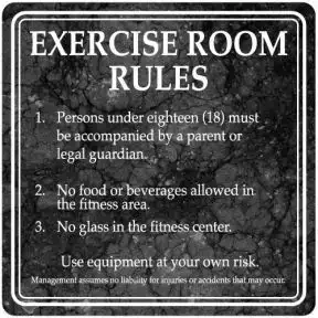 Exercise Room Rules Interior Sign Marble Design