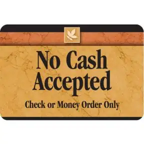 Interior Sign - No Cash Accepted - Sedona Design