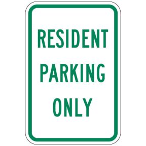 Resident Parking Signs - "Resident Parking Only"