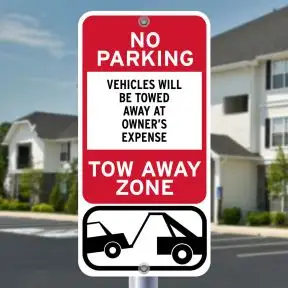 12x24 - No Parking Signs - "Vehicles Towed" Tow Symbol