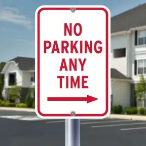 12x18 - No Parking Signs - "AnyTime" with Right Arrow