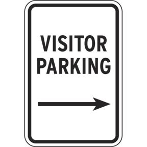Visitor Parking Signs - Right Arrow - Black