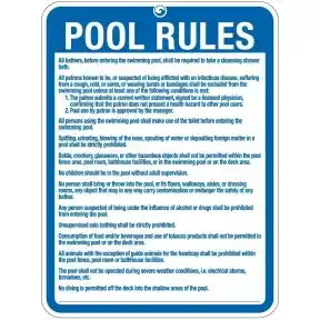 Pool Sign - "Pool Rules" - California