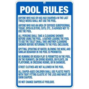 Pool Sign - "Pool Rules" - Indiana