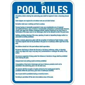 Pool Sign - "Pool Rules" - Massachusetts and West Virginia