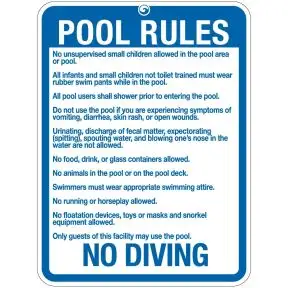 Pool Sign - "Pool Rules" - Maine
