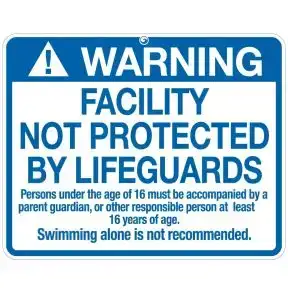 Pool Sign - "No Lifeguard" - Illinois