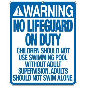 Pool Sign - "No Lifeguard" - North Carolina