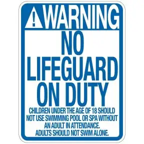 Pool Sign - "No Lifeguard" - Wyoming
