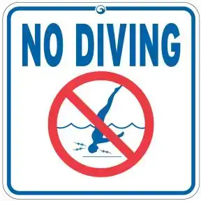 Pool Sign - International "No Diving" 
