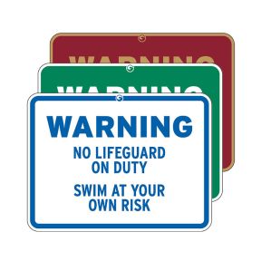 Pool Signs - "Warning No Lifeguard on Duty"