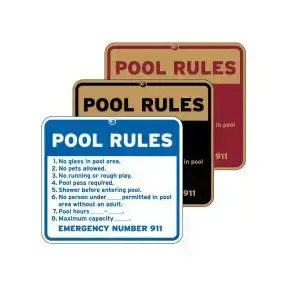 Pool Signs - "Pool Rules" English