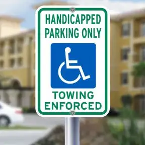 Handicap Parking Signs - "Towing Enforced" Green